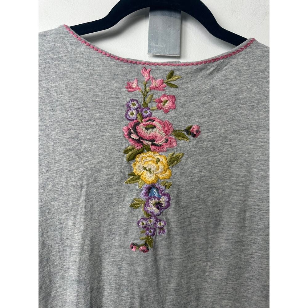 Paparazzi Gray Embroidered Dress Size M Cotton Pockets Knit sleeveless swing A28 - Picture 6 of 8